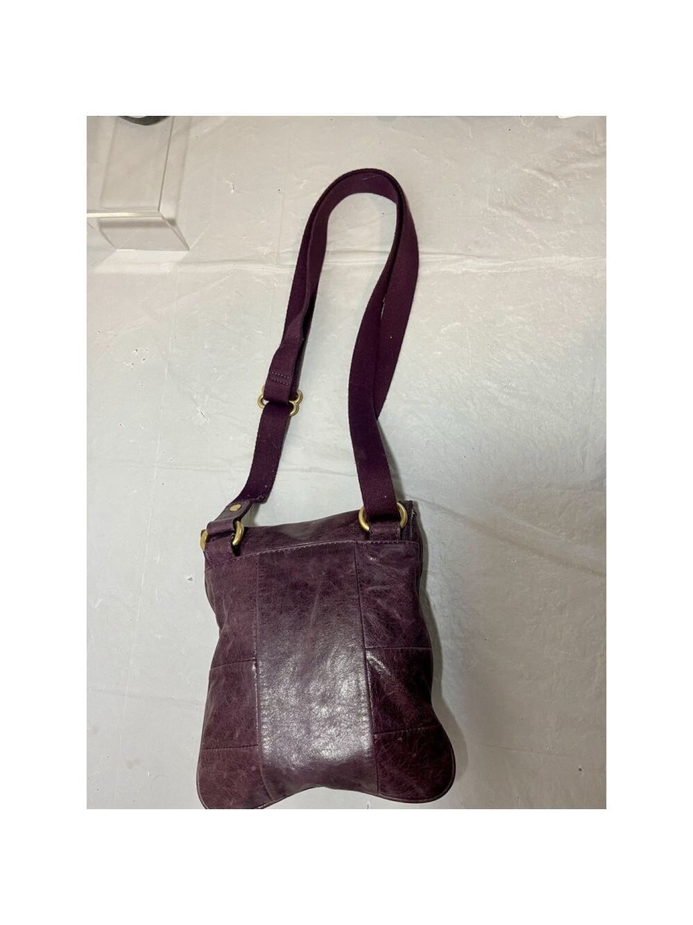 JUICY COUTURE WHIPSTITCH LEATHER TASSEL CROSSBODY BAG PURSE Plum Y2K - Picture 14 of 16